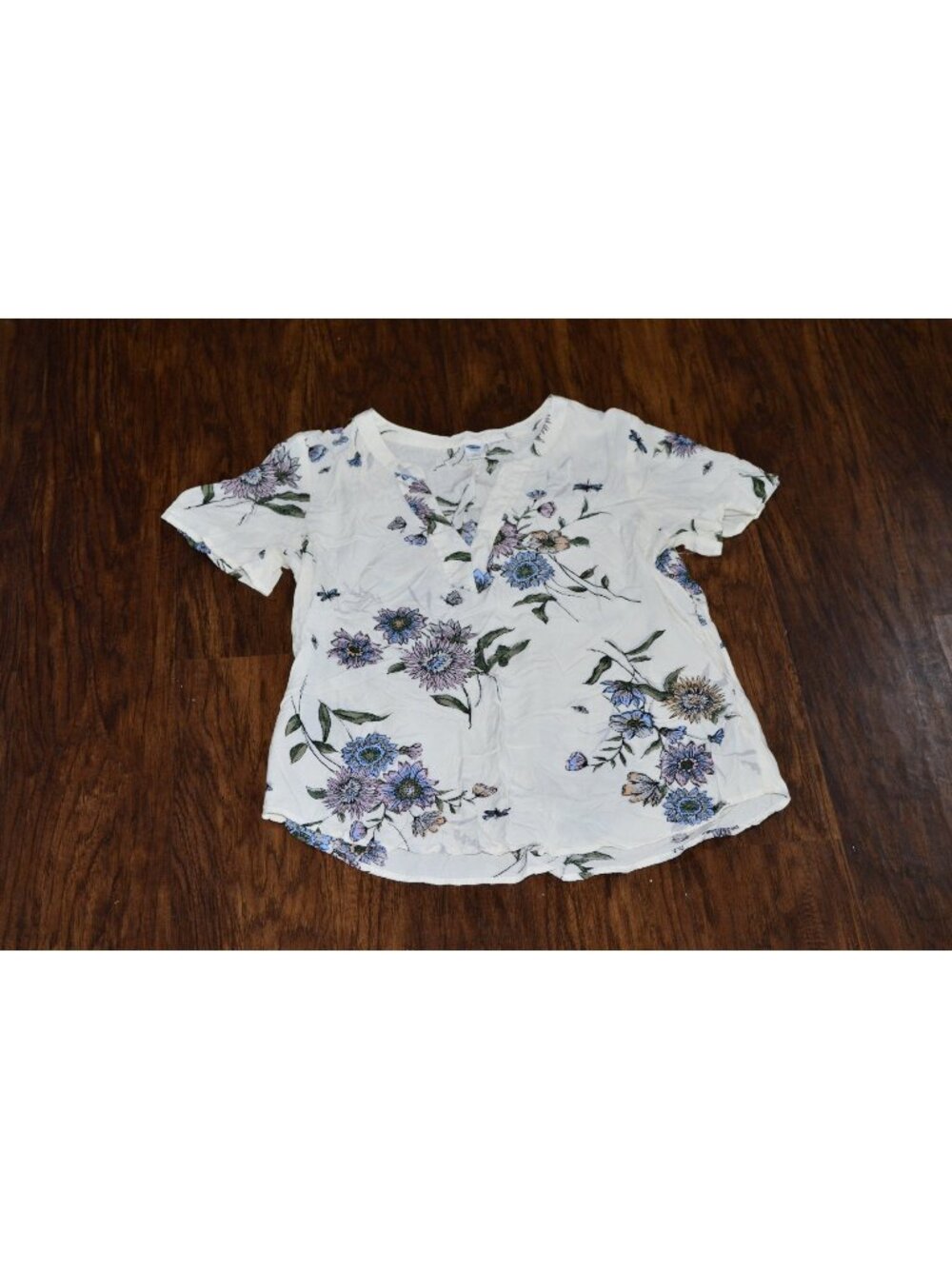 Womens Top Size M Old Navy White Floral Cottagecore Fairy Boho Chic Botanical